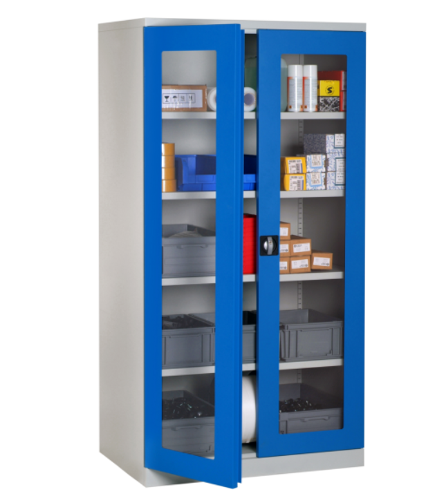 armoire haute d’atelier à portes transparentes en acier – hauteur 1950 mm